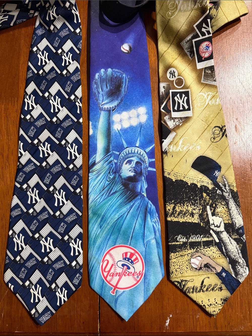 MLB Ralph Marlin Blue Set of 3 New York Yankees Baseball Ties